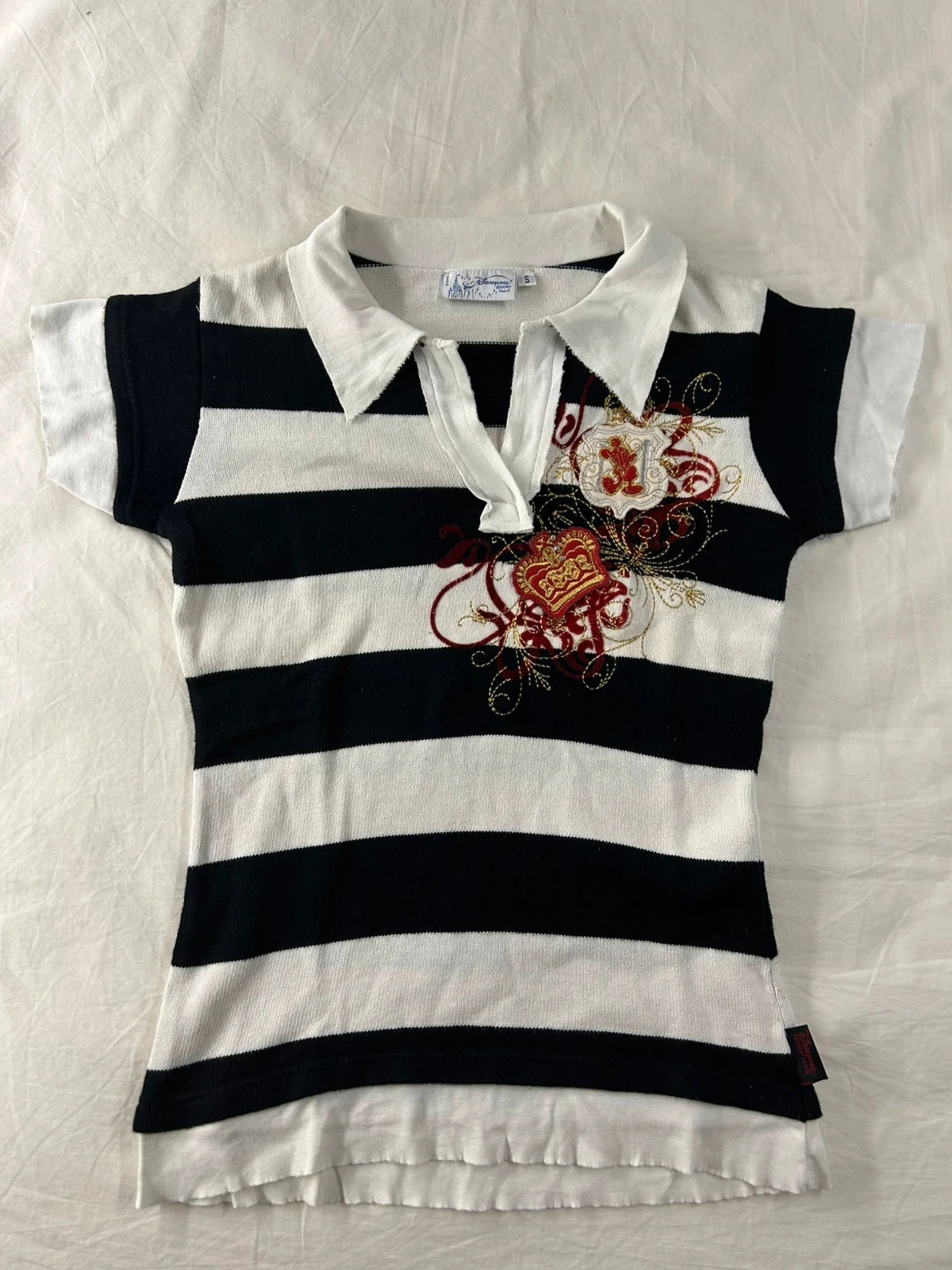 Polo rayé Disneyland resort paris vintage style rétro Y2K taille s / 100% Cotton / made in Portugal